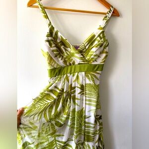 Jolie Green and White Midi Dress